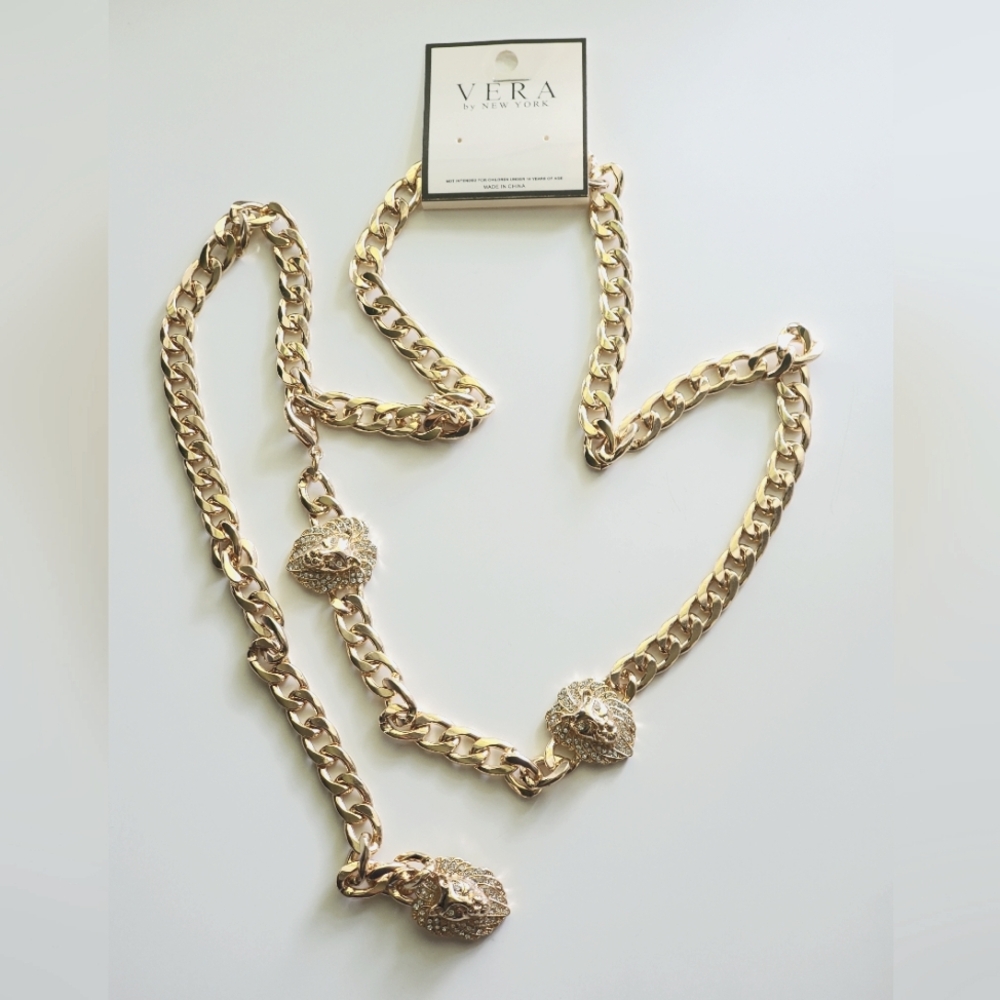 Lion Head Chain Belt - Curb Chain  Vintage Design